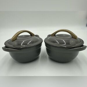 Cravings by Chrissy Teigen Mini Dutch Ovens, Grey Enamel Cast Iron, Set of 2
